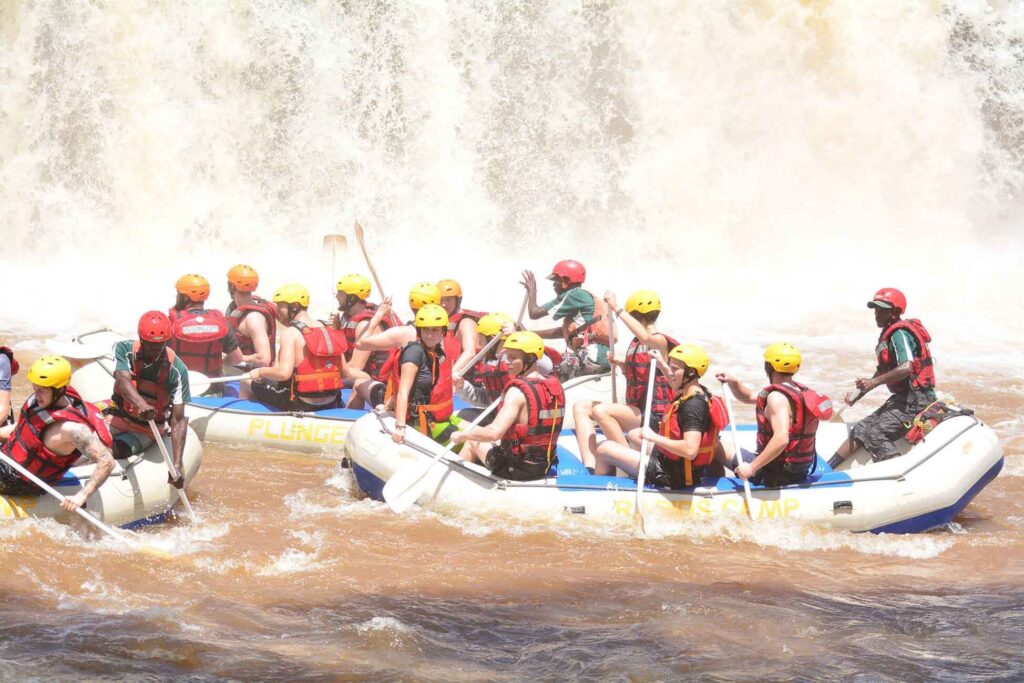 White water rafting on the Tana River rapids at Sagana, Kenya